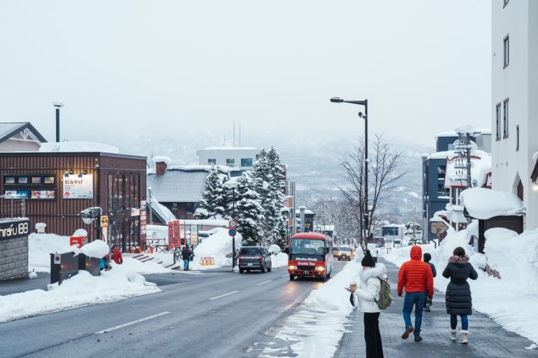 Niseko, city with snow in winter season landmark