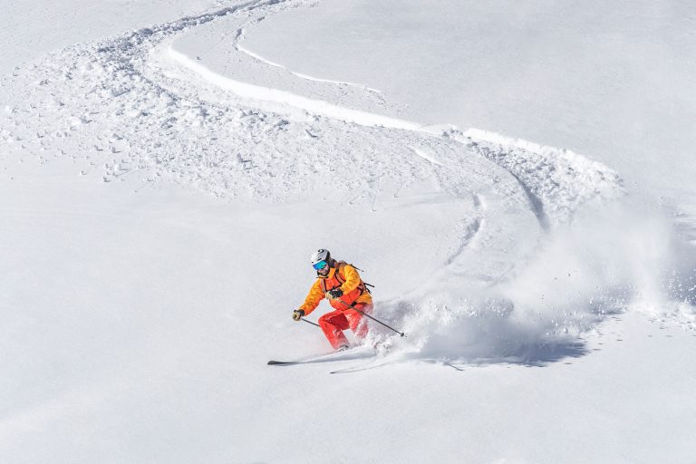 Skiing on fresh powder